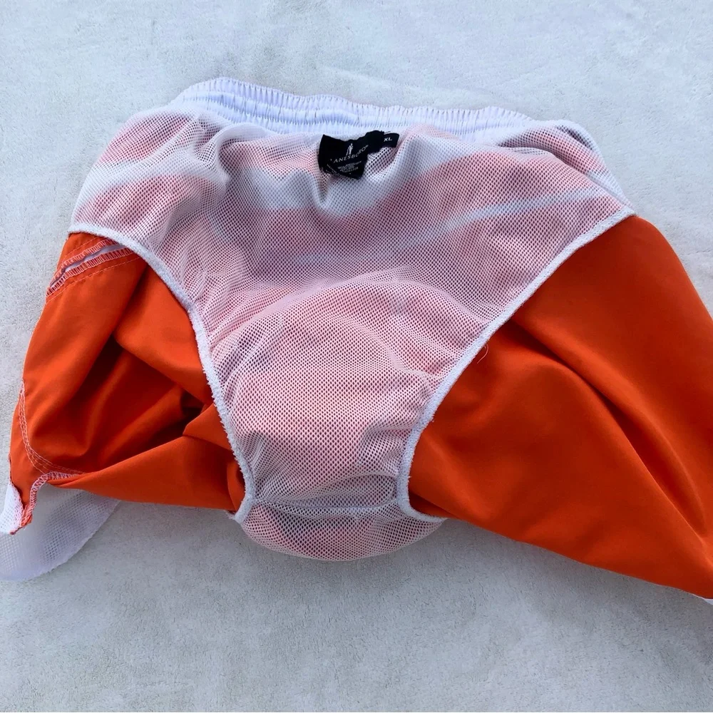 LANESBORO Swim Trunks Orange White Sz. Extra Large - Picture 4 of 7